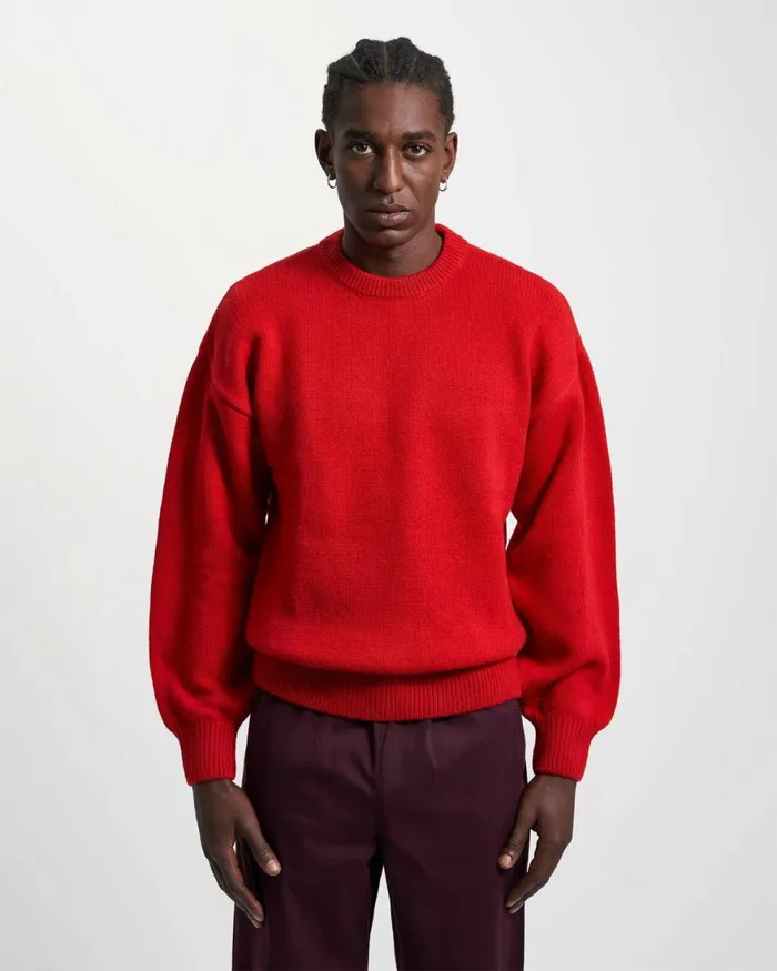 Men Knit Sweaters Colorful Standard Oversized Merino Wool Crew Pacific Blue