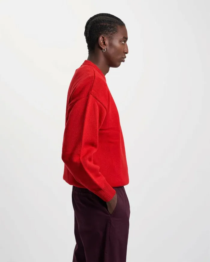 Men Knit Sweaters Colorful Standard Oversized Merino Wool Crew Pacific Blue