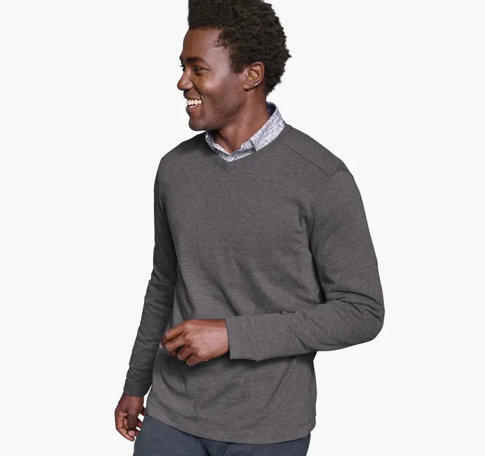 Men Knit VNeck Gray JohnstonandMurphy Sweaters and Knits