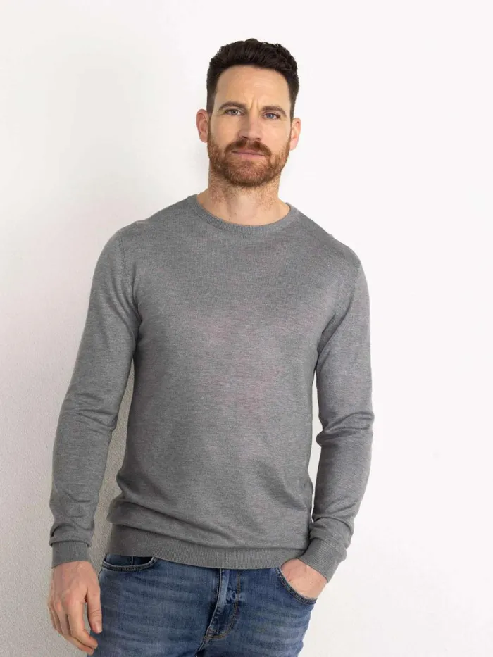 Men Knits and Sweats Petrol Industries Essential Crewneck Knit Light Slate Melee