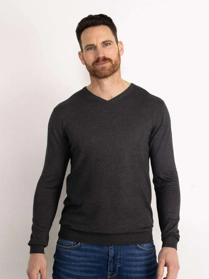 Men Knits and Sweats Petrol Industries Essential VNeck Knit Steal Melee