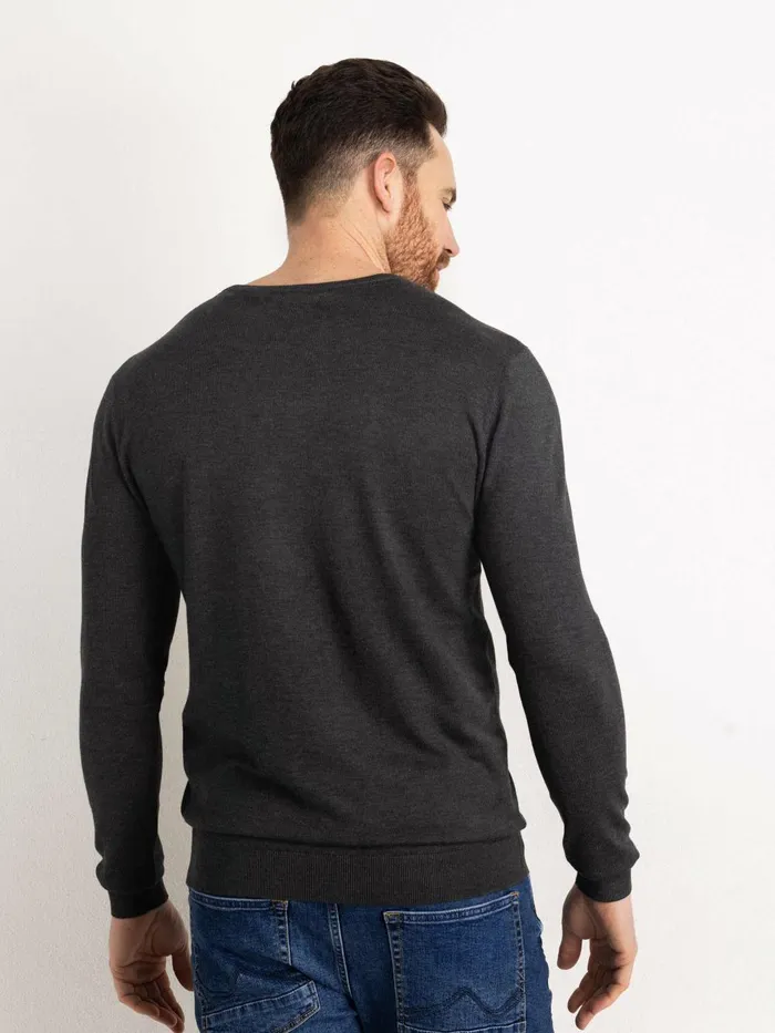 Men Knits and Sweats Petrol Industries Essential VNeck Knit Steal Melee