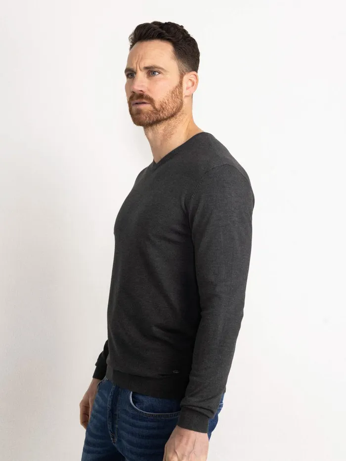 Men Knits and Sweats Petrol Industries Essential VNeck Knit Steal Melee