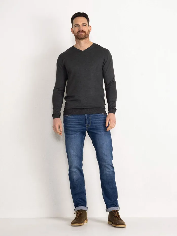 Men Knits and Sweats Petrol Industries Essential VNeck Knit Steal Melee