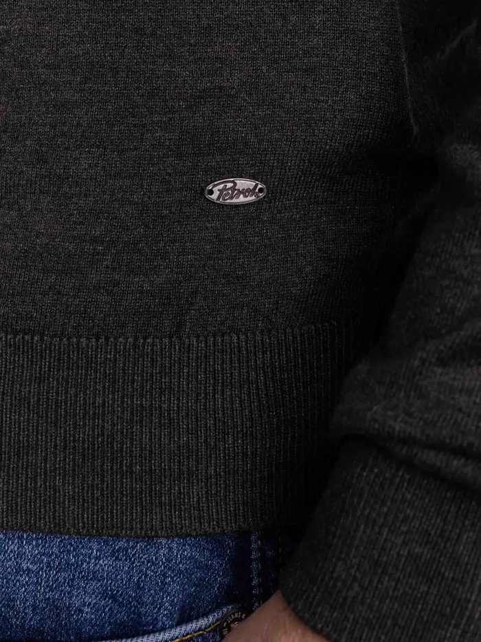 Men Knits and Sweats Petrol Industries Essential VNeck Knit Steal Melee