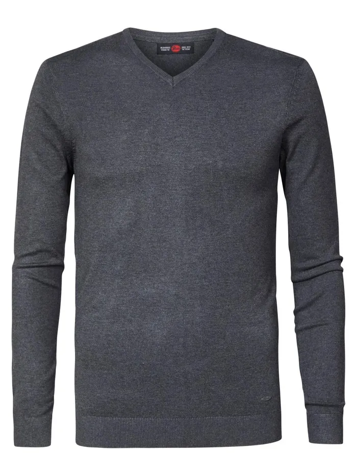 Men Knits and Sweats Petrol Industries Essential VNeck Knit Steal Melee