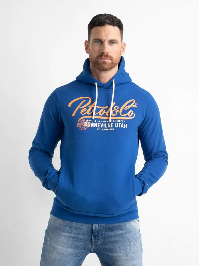 Men Knits and Sweats Petrol Industries Hoodie With Logo Artwork Imperial Blue