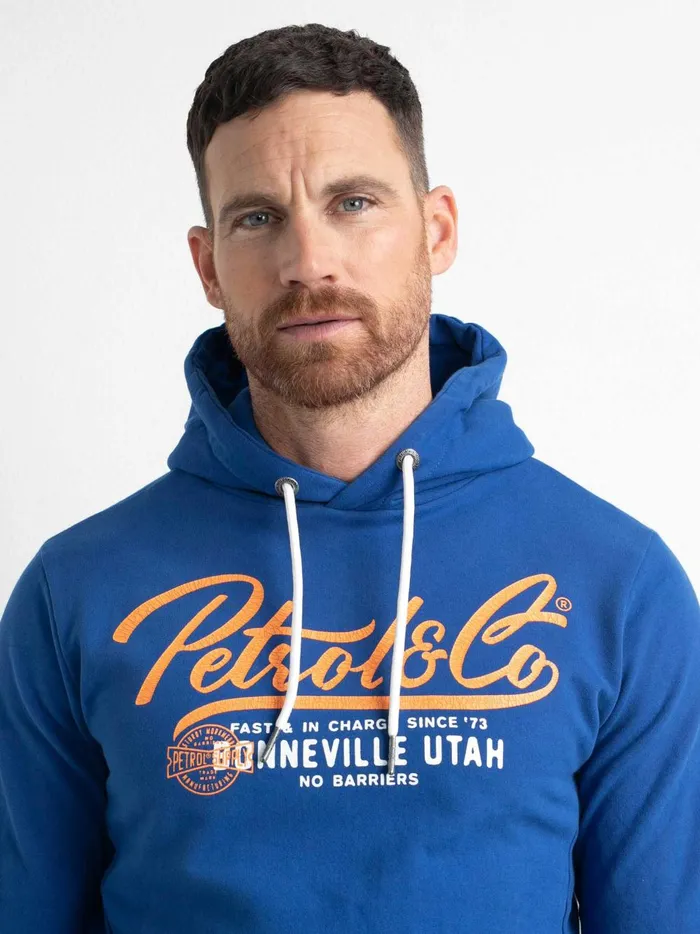 Men Knits and Sweats Petrol Industries Hoodie With Logo Artwork Imperial Blue