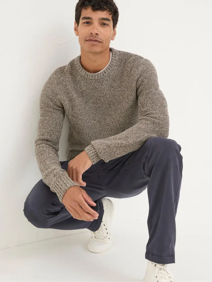 Men Knitwear Fat Face Hove Natural Crew Neck Jumper