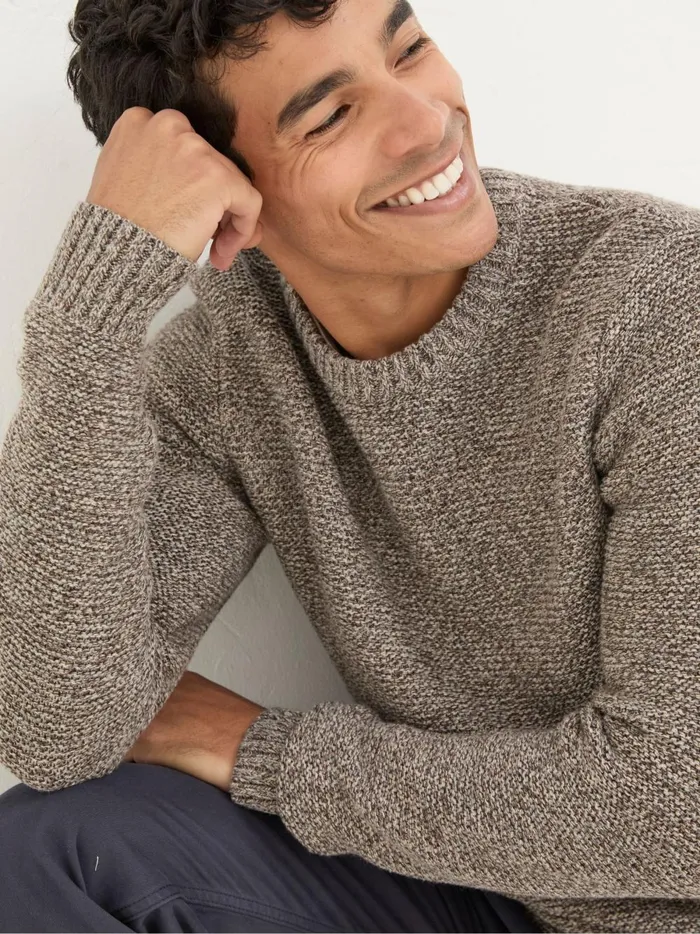 Men Knitwear Fat Face Hove Natural Crew Neck Jumper