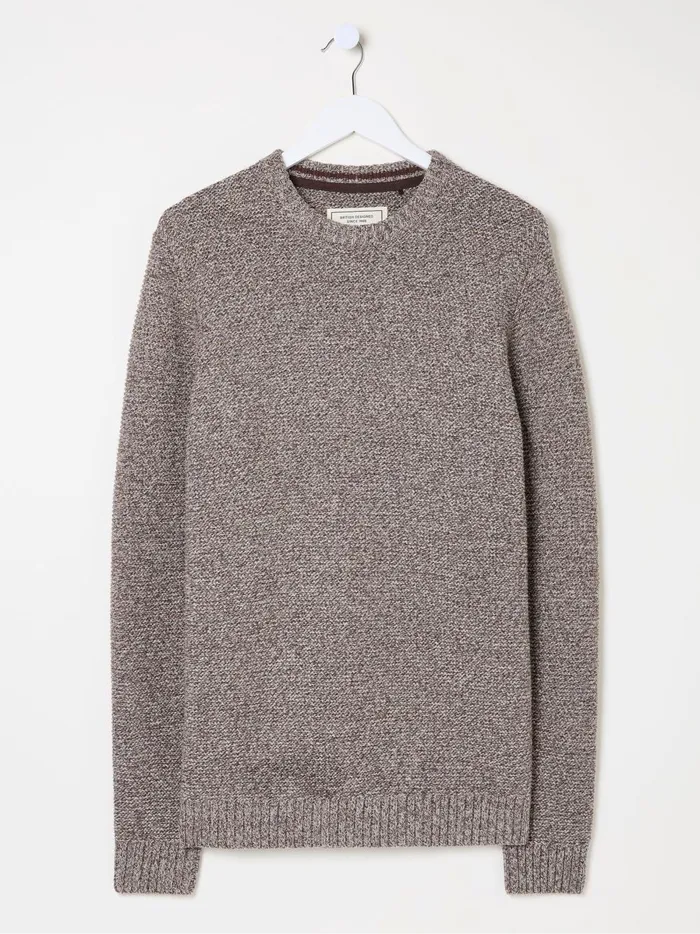 Men Knitwear Fat Face Hove Natural Crew Neck Jumper