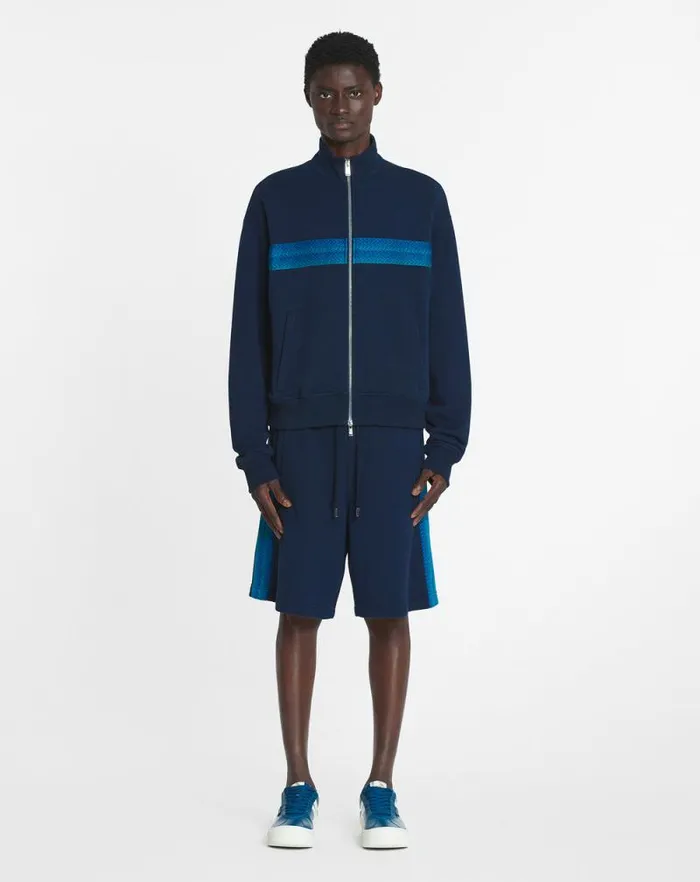 Men Lanvin Coats and Jackets Curb Zipped Jacket Petrol Blue Men Lanvin Coats and Jackets Curb Zipped Jacket Petrol Blue