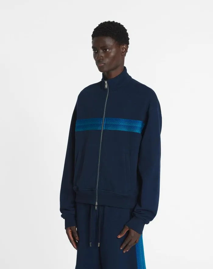 Men Lanvin Coats and Jackets Curb Zipped Jacket Petrol Blue Men Lanvin Coats and Jackets Curb Zipped Jacket Petrol Blue