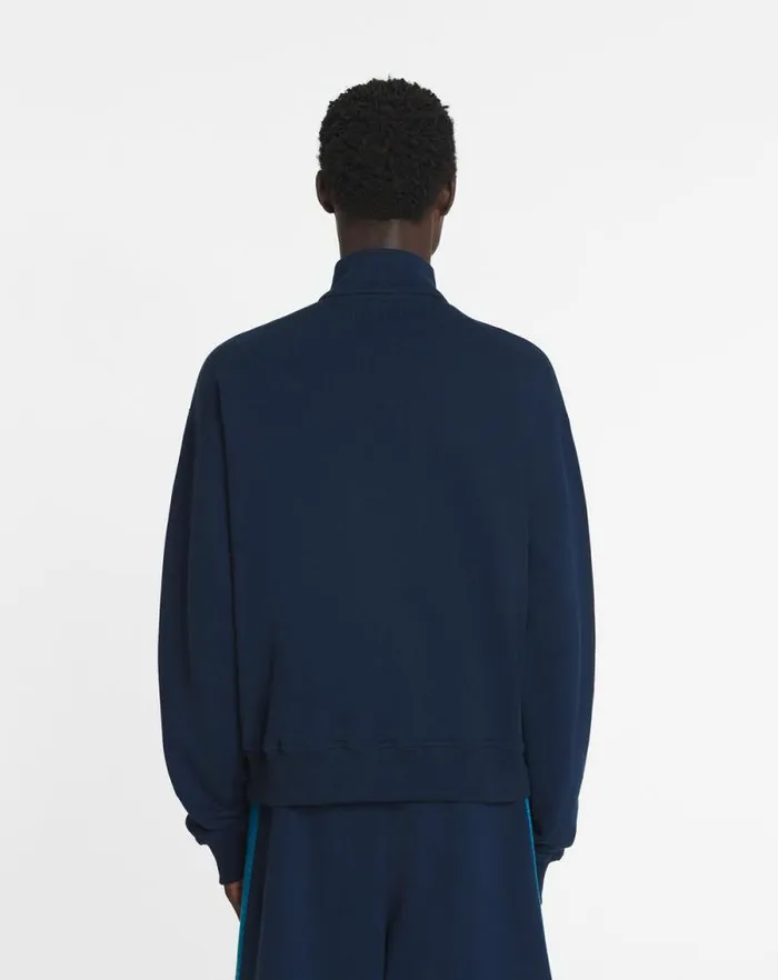 Men Lanvin Coats and Jackets Curb Zipped Jacket Petrol Blue Men Lanvin Coats and Jackets Curb Zipped Jacket Petrol Blue