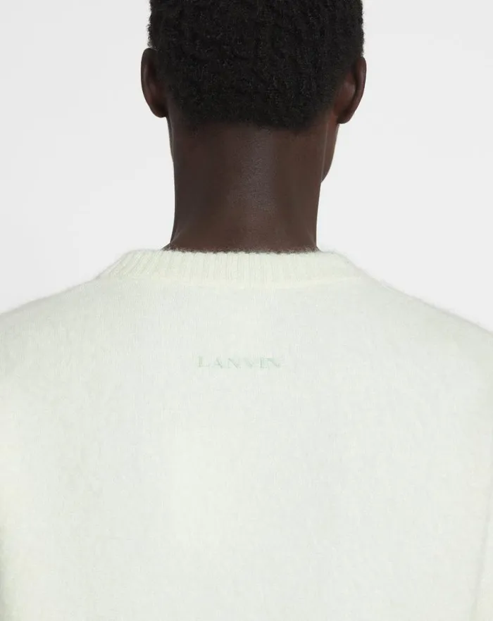 Men Lanvin Knitwear and Sweatshirts Striped Brushed Motherhair Sweater Ecruvert De Gris Men Lanvin Knitwear and Sweatshirts Striped Brushed Motherhair Sweater Ecruvert De Gris