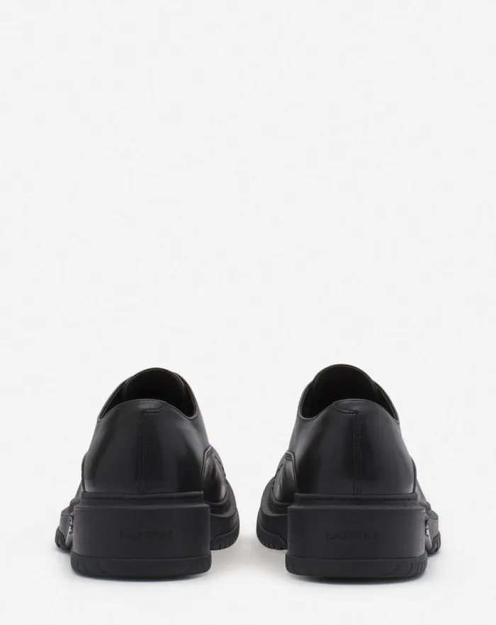 Men Lanvin Loafers and Derbies Medley Leather Richelieu Shoe Blackanthracite Men Lanvin Loafers and Derbies Medley Leather Richelieu Shoe Blackanthracite