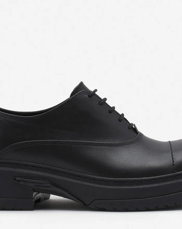 Men Lanvin Loafers and Derbies Medley Leather Richelieu Shoe Blackanthracite Men Lanvin Loafers and Derbies Medley Leather Richelieu Shoe Blackanthracite