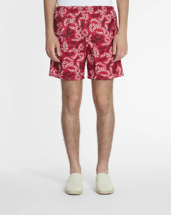 Men Lanvin Pants and Shorts Printed Swim Trunks Carmine Red