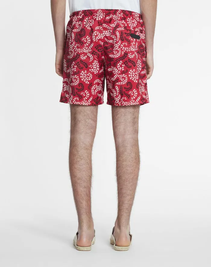 Men Lanvin Pants and Shorts Printed Swim Trunks Carmine Red
