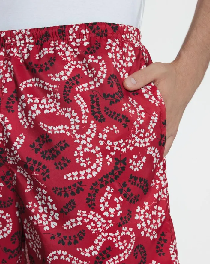 Men Lanvin Pants and Shorts Printed Swim Trunks Carmine Red
