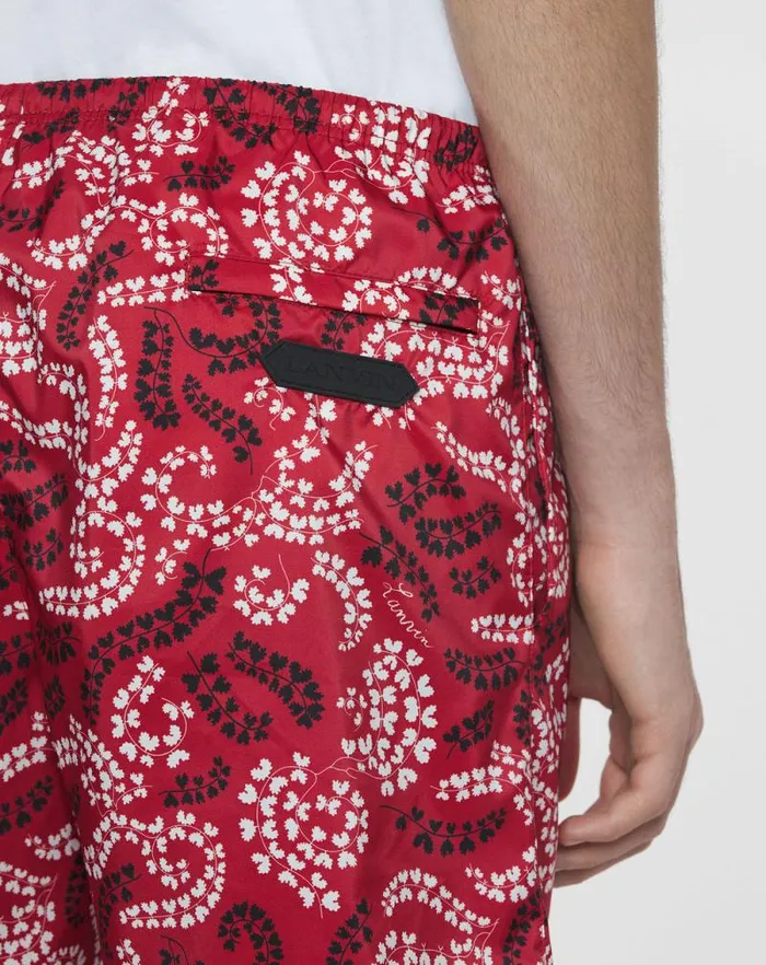Men Lanvin Pants and Shorts Printed Swim Trunks Carmine Red