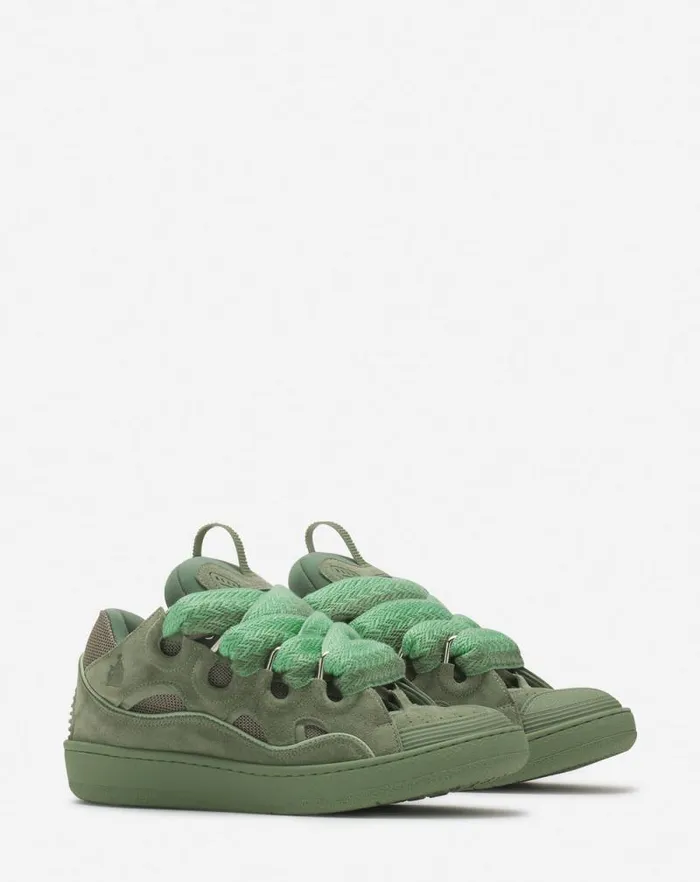 Men Lanvin Sneakers Curb Leather Sneakers Vert De Gris Men Lanvin Sneakers Curb Leather Sneakers Vert De Gris