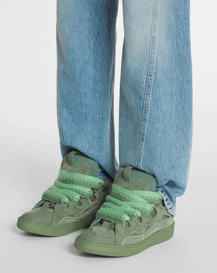 Men Lanvin Sneakers Curb Leather Sneakers Vert De Gris Men Lanvin Sneakers Curb Leather Sneakers Vert De Gris