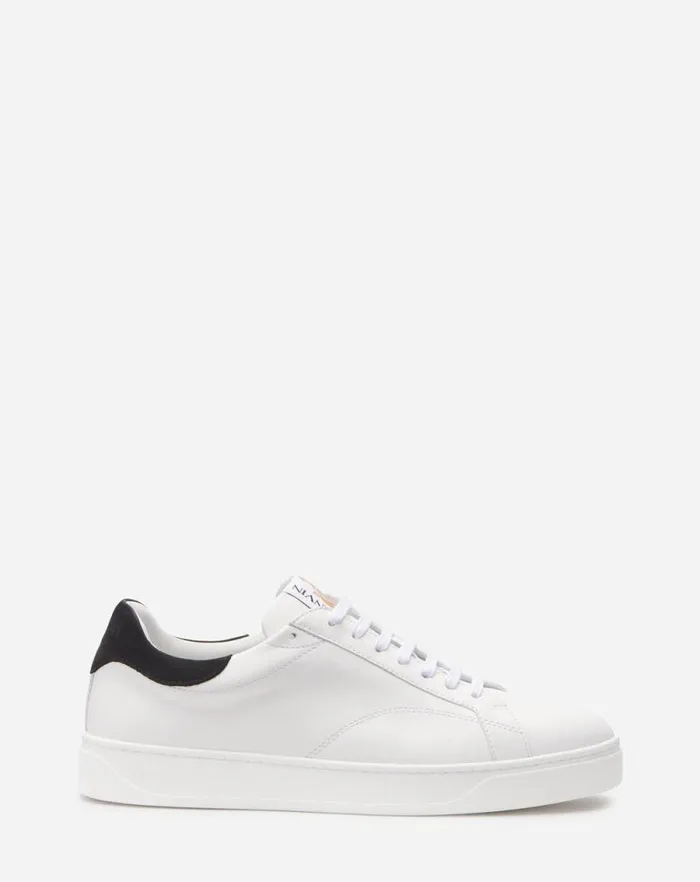 Men Lanvin Sneakers Ddb0 Leather And Suede Sneakers Whiteblack