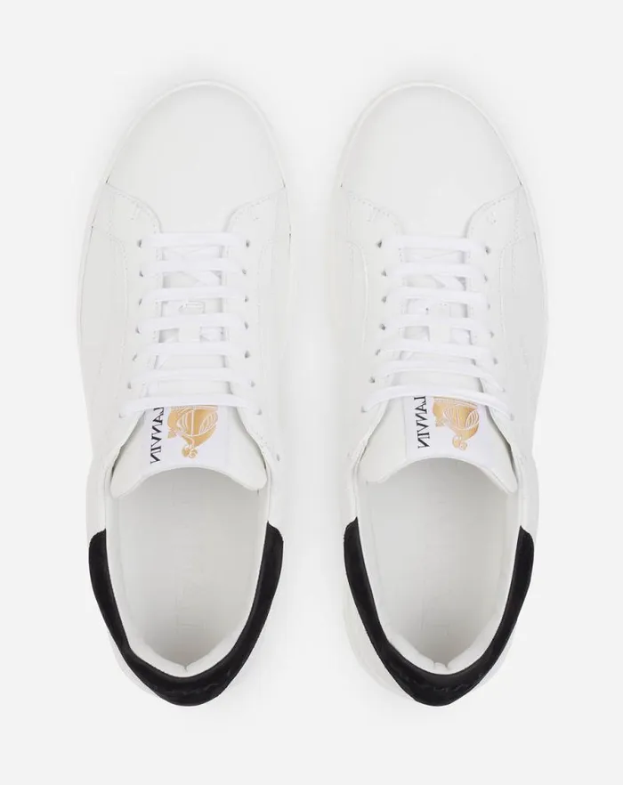 Men Lanvin Sneakers Ddb0 Leather And Suede Sneakers Whiteblack Men Lanvin Sneakers Ddb0 Leather And Suede Sneakers Whiteblack
