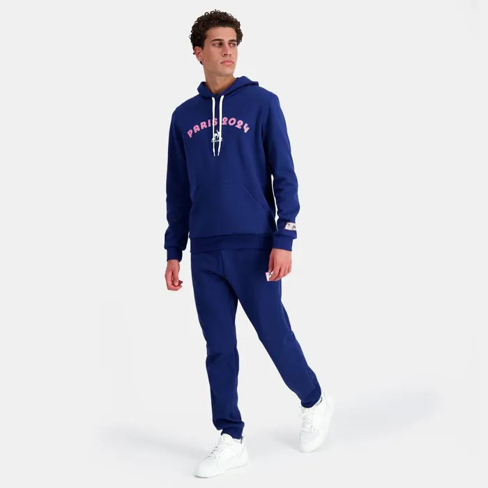 Men Le Coq Sportif Sweatshirts Paris 2024 Hoodie Blue Depths