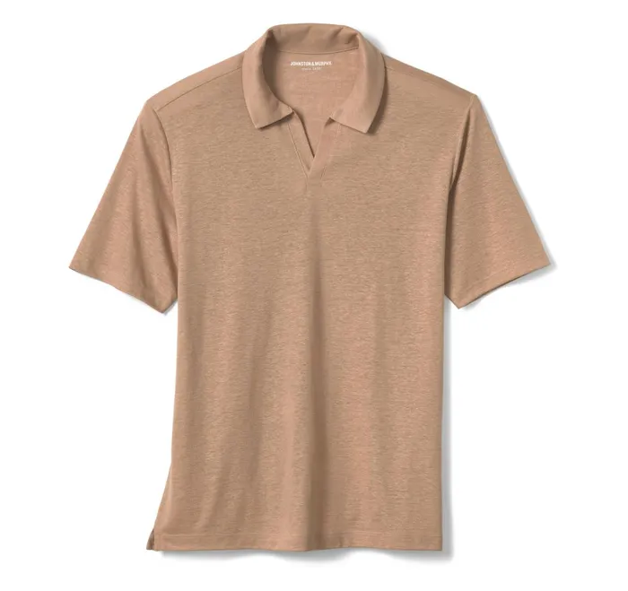 Men LinenBlend VNeck Polo Melon JohnstonandMurphy Polos and Tees Men LinenBlend VNeck Polo Melon JohnstonandMurphy Polos and Tees