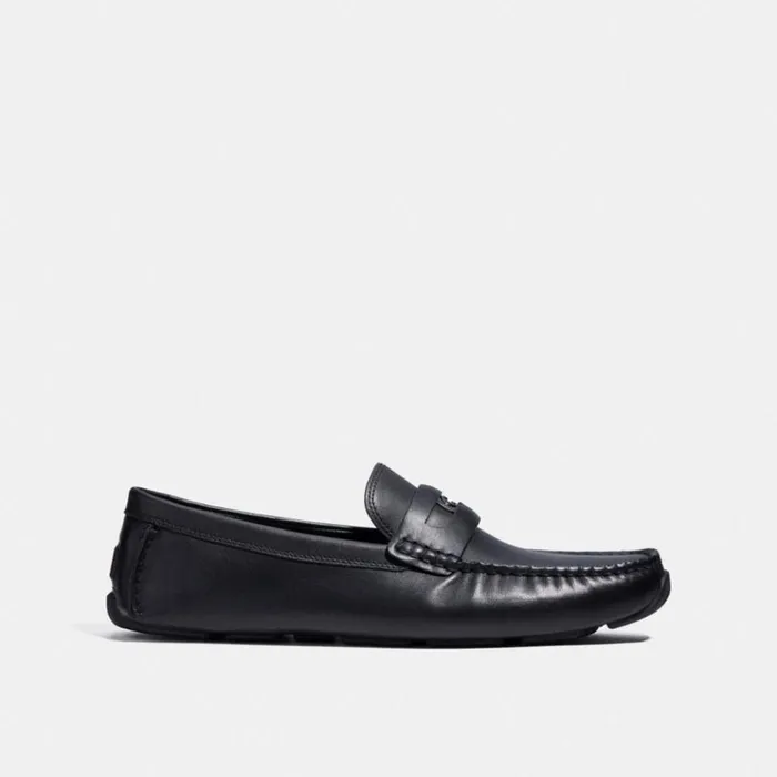 Men Loafers and Drivers Coach Signature Coin Driver Black