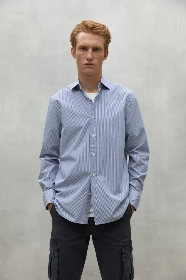 Men Navy Blue And White Alfredo Shirt Ecoalf Shirts
