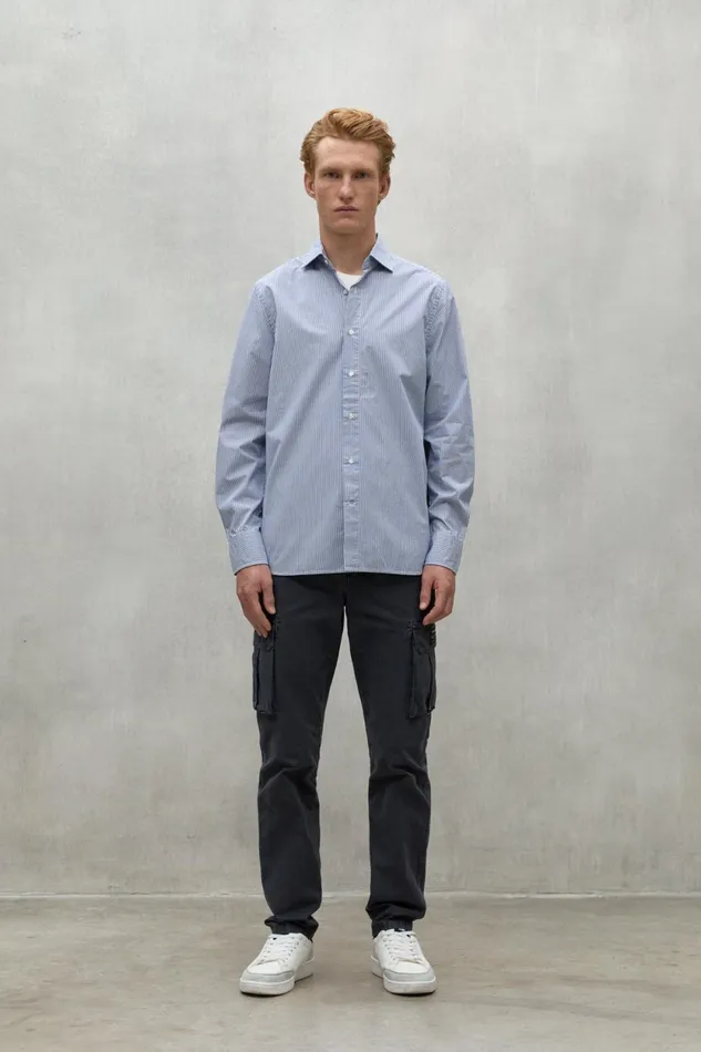 Men Navy Blue And White Alfredo Shirt Ecoalf Shirts