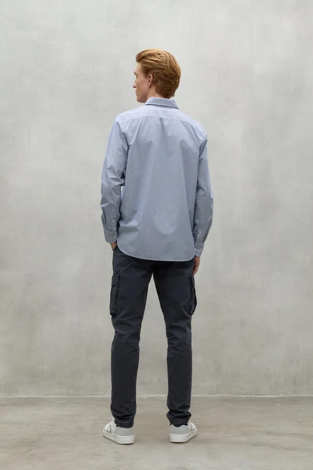 Men Navy Blue And White Alfredo Shirt Ecoalf Shirts