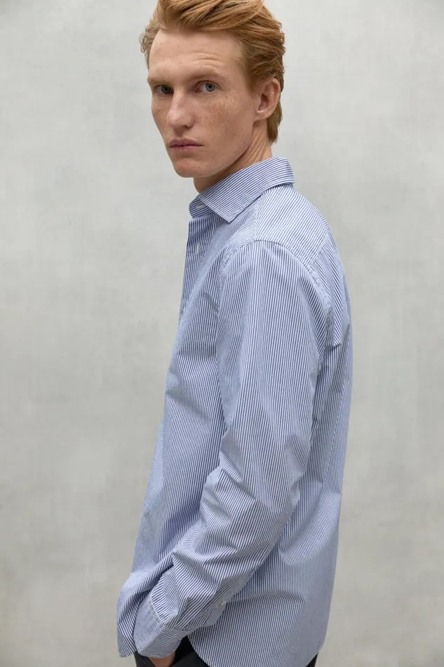 Men Navy Blue And White Alfredo Shirt Ecoalf Shirts