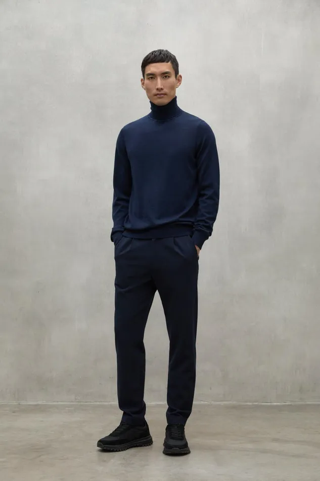 Men Navy Blue Sepik Trousers Ecoalf Trousers