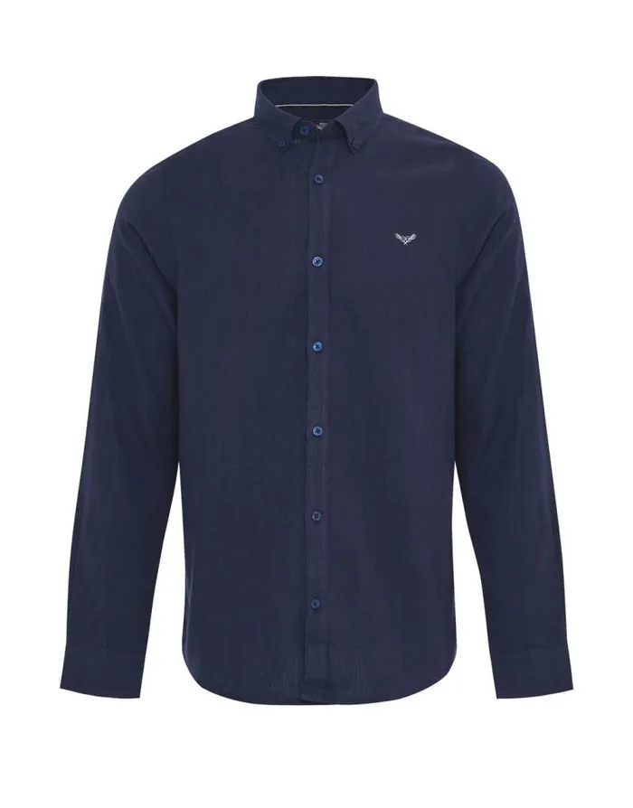 Men Navy Long Sleeve Linen Blend Shirt Threadbare Shirts Men Navy Long Sleeve Linen Blend Shirt Threadbare Shirts
