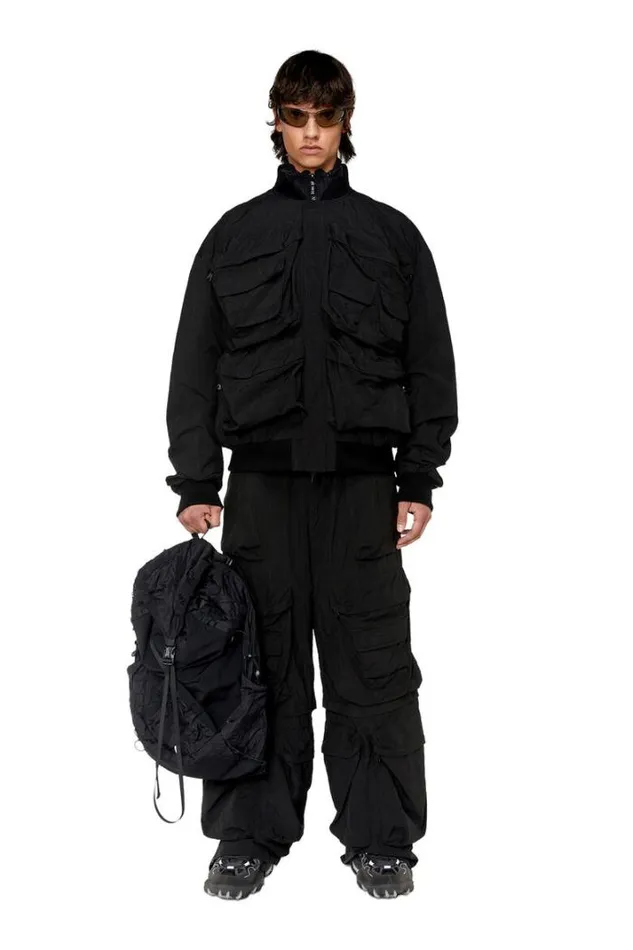 Men PStaind Black Diesel Trousers And Shorts