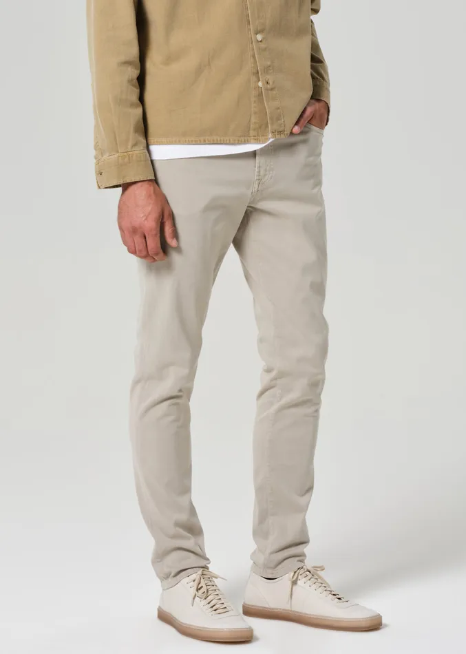 Men Pants Citizens Of Humanity London Tapered Slim Stretch Sateen In Caraway