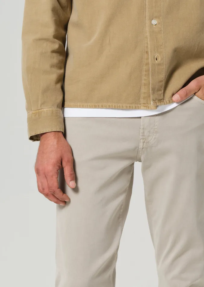 Men Pants Citizens Of Humanity London Tapered Slim Stretch Sateen In Caraway