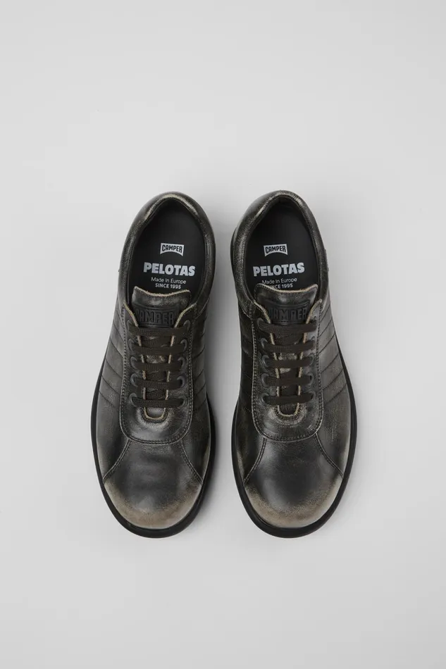 Men Pelotas Gray Leather Shoes Camper Casual Shoes Men Pelotas Gray Leather Shoes Camper Casual Shoes