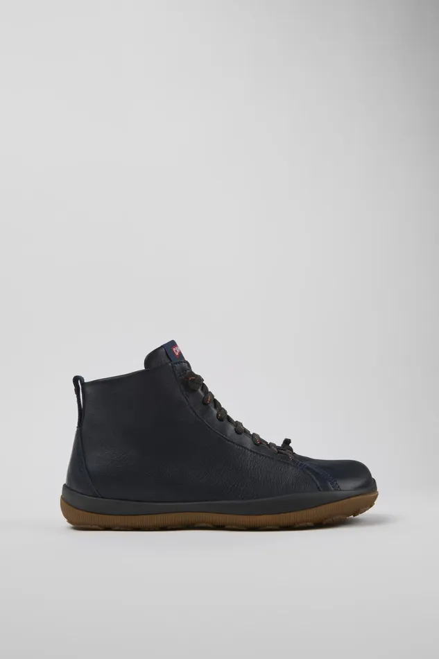 Men Peu Pista GORETEX Blue Leather Ankle Boots Camper Ankle Boots