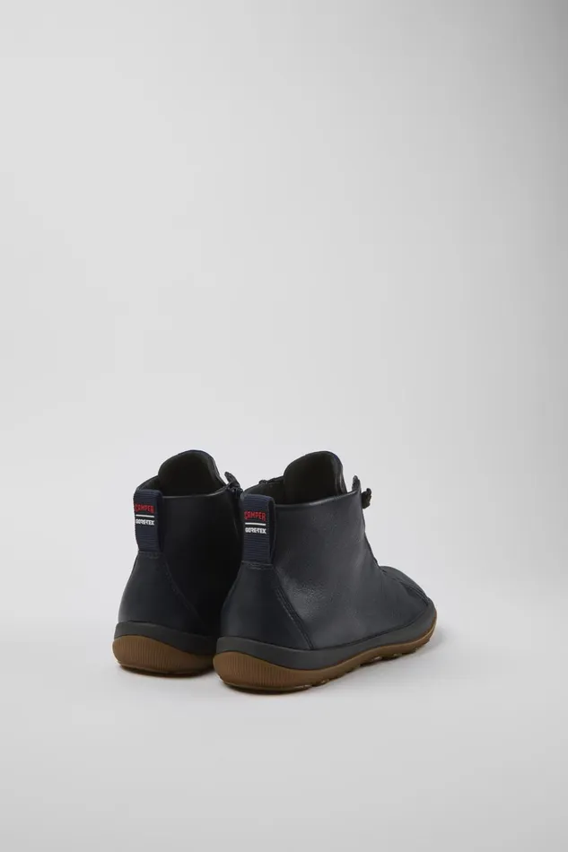 Men Peu Pista GORETEX Blue Leather Ankle Boots Camper Ankle Boots