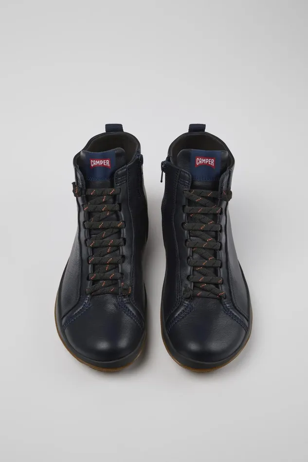 Men Peu Pista GORETEX Blue Leather Ankle Boots Camper Ankle Boots