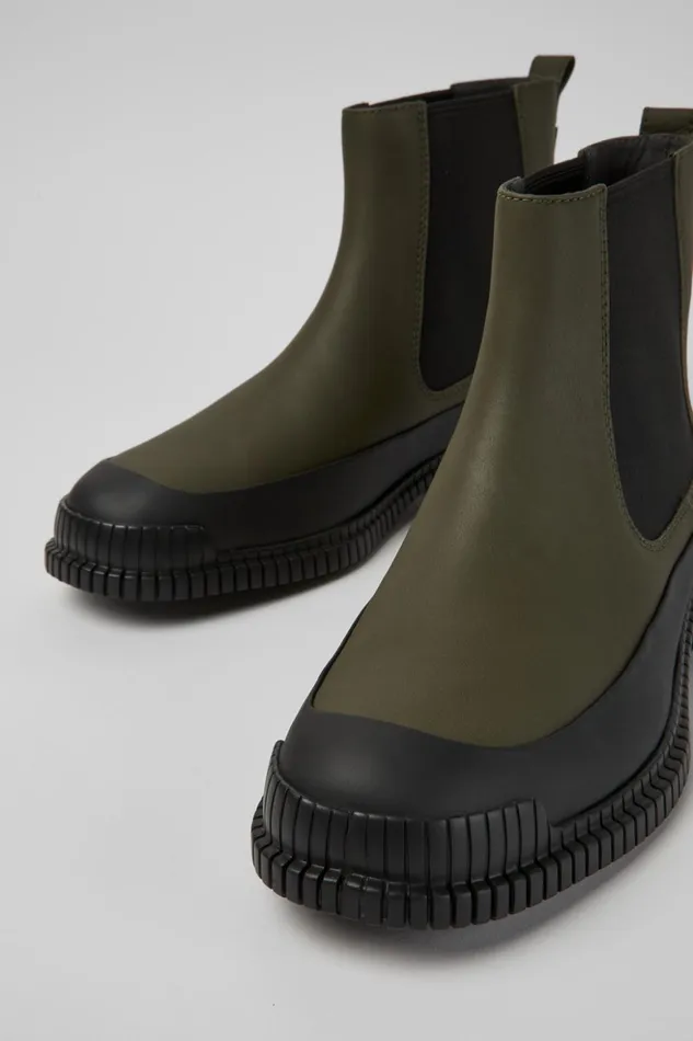 Men Pix Green Leather Chelsea Bootie Camper Ankle Boots