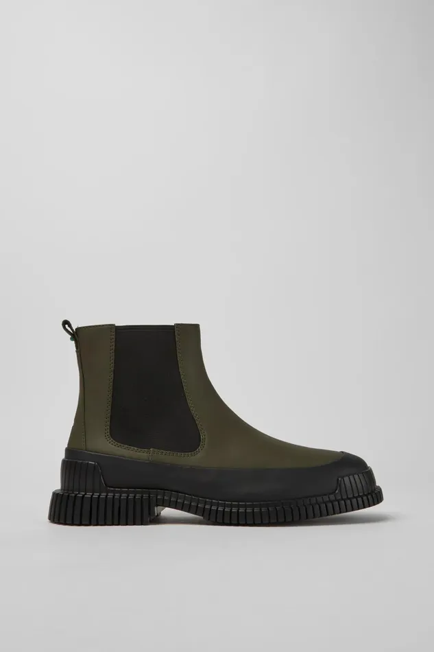 Men Pix Green Leather Chelsea Bootie Camper Ankle Boots