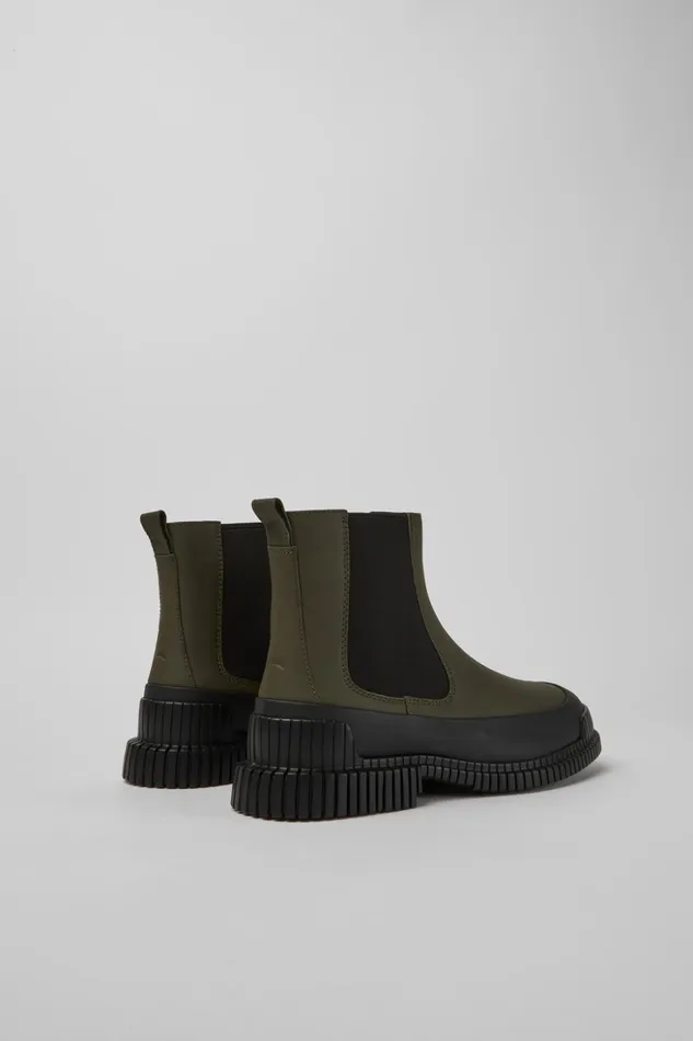 Men Pix Green Leather Chelsea Bootie Camper Ankle Boots