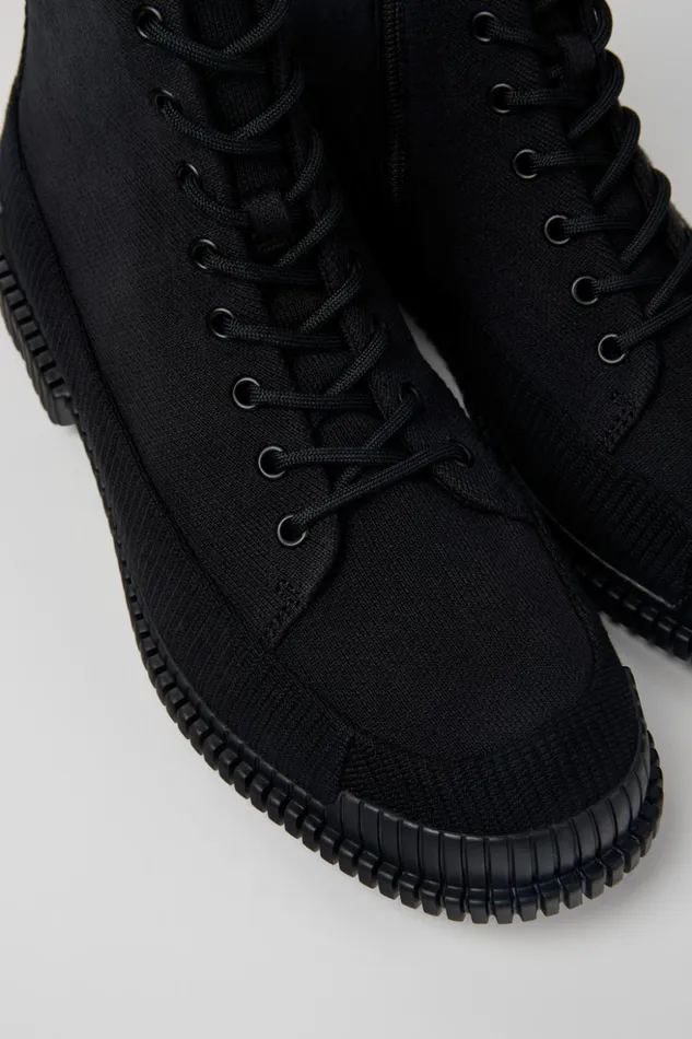 Men Pix TENCEL Black Lace Up Boot Camper Ankle Boots