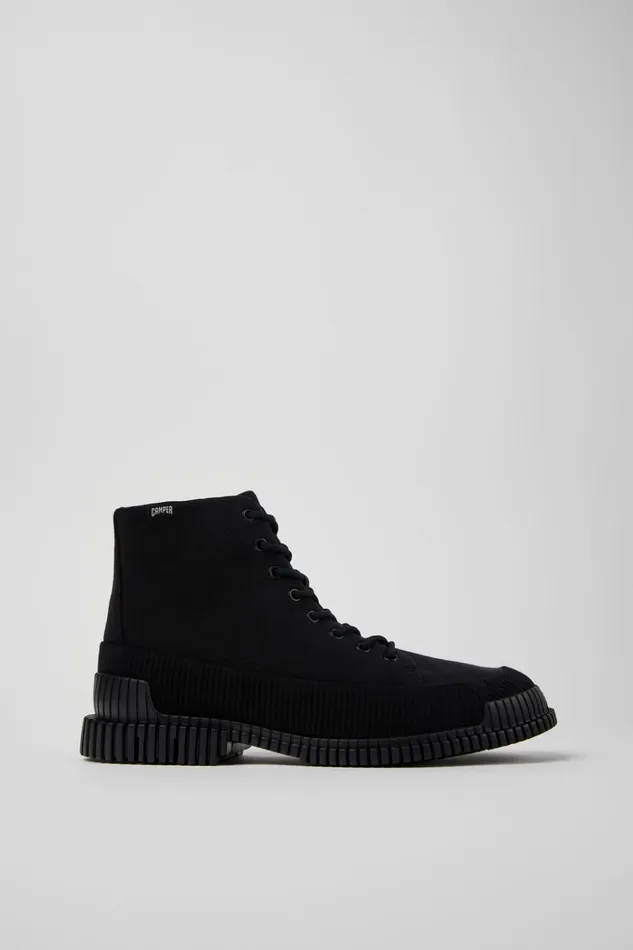 Men Pix TENCEL Black Lace Up Boot Camper Ankle Boots